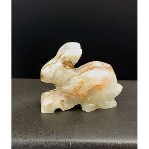 Onyx Marble Rabbit Bunny Hand Carved Figurine Animal Sculpture